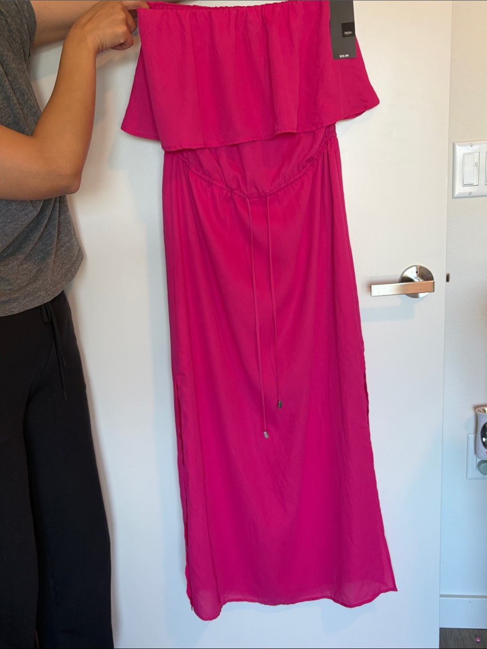 Mossimo Supply Co. Strapless Ruffle Maxi Dress in Hot Pink